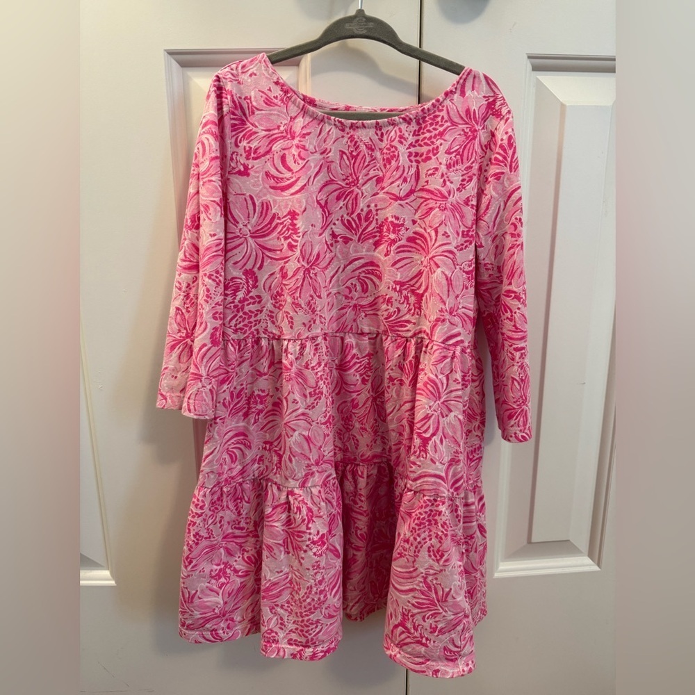 Lilly Pulitzer Mini Geanna Dress Pink Blossom Foxy Llama Girls Medium 6-7